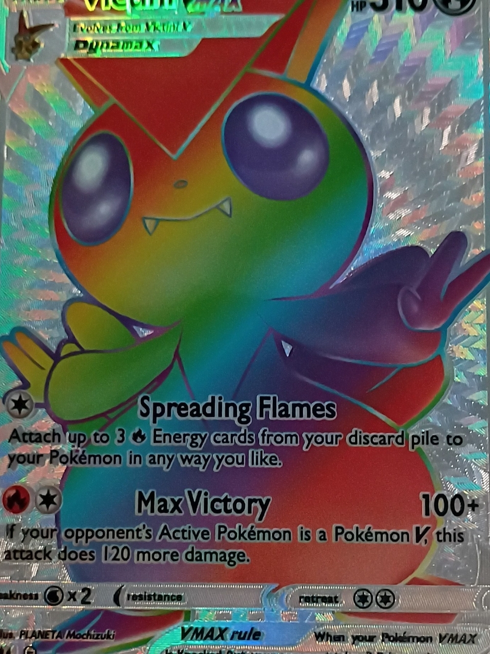 VMAX Collectible Card - Rainbow Victini VMAX